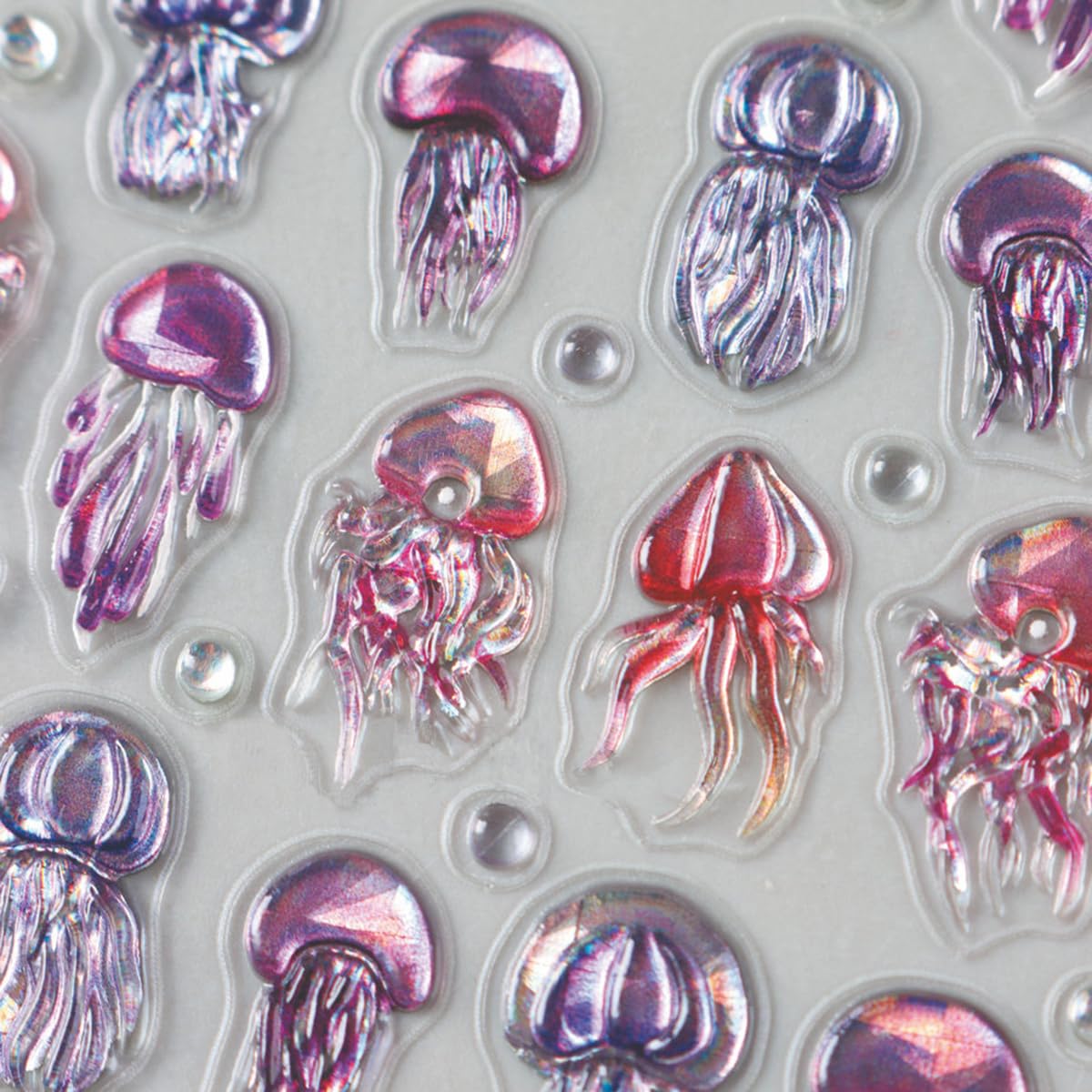 Summer Jellyfish Nail Art Stickers 5D Embossed Jellyfish Nail Decals 1PCS Purple Marine Life Ocean Theme Summer Nails Design Adhesive Sticker Manicure Supply for Women DIY Nail Art Decorations