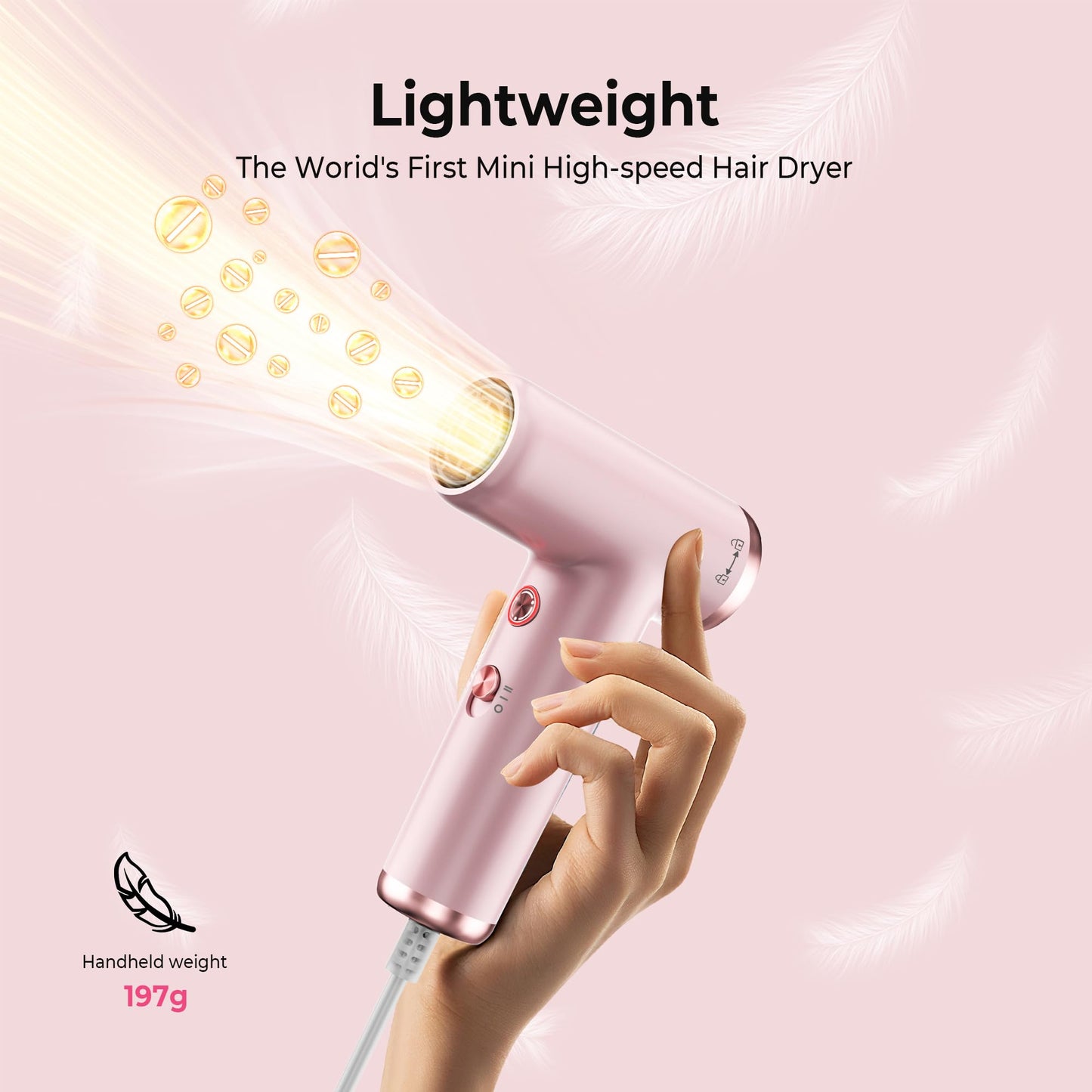 Mini Hair Dryer, 4-Temp High Speed Ionic Hair Dryer, 2-Speed Lightweight Portable Small Hair Drye, 110,000 RPM Hair Blow Dryer Travel Blow Dryer