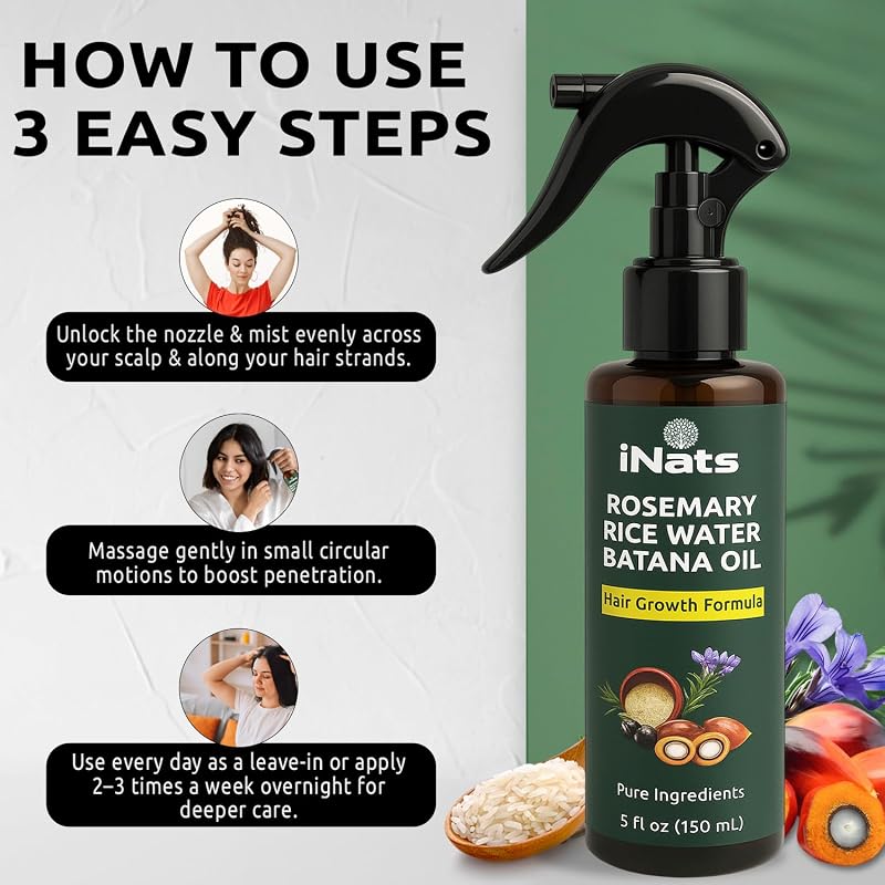 Rosemary Rice Water Hair Growth Spray 5 fl oz – with Biotin, & Peppermint (Variation: Rosemary+5 Fl Oz)