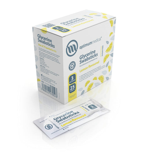OPTIMUM MEDICAL Glycerin Swabsticks (x75) – Lemon Flavour Pleasant Tasting Sugar Free Swab Sticks for Dry Mouth Relief (Lemon)
