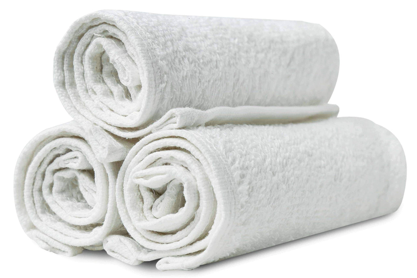 BIOLINEN Cotton Washcloth Towel Set, 12"x12", Pack of 24, Ultra Soft, 100% Cotton, Multi-Purpose Rags (White, 12 x 12-24 Pack)