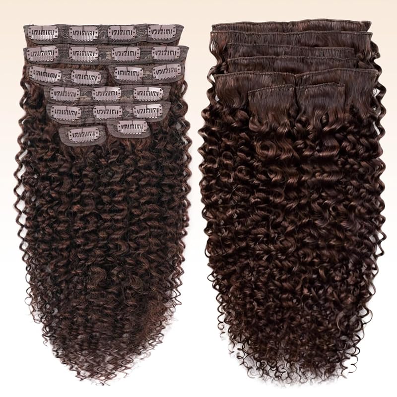 Variation JC #4+22 Inch: 22 Inch 110g 8-Clip Kinky Curly Hair Extensions, 100% Brazilian Remy