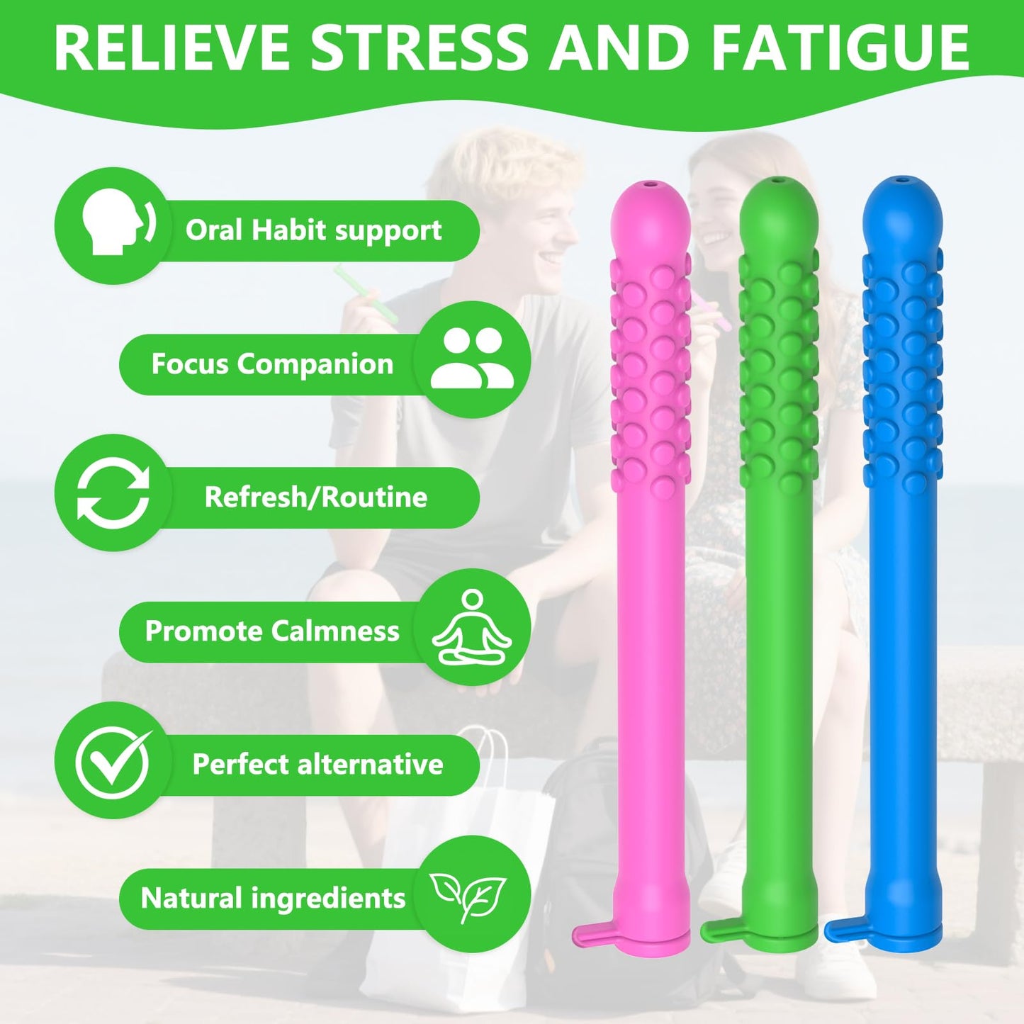6PCS Chewable Essential Oil Breath Stick,Chewable Breather Sticks, Fresh Breath Oral Relaxation Stick with 12 Replacement Cores, Can Taken Anywhere Focus Clear Respiratory(MIX)