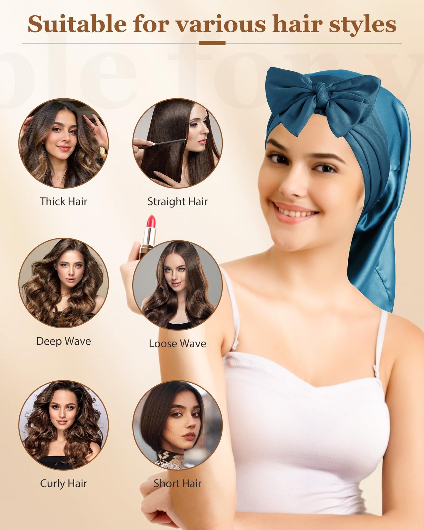 100% Mulberry Silk Bonnet for Sleeping Women Braid Bonnet for Long Hair with Elastic Tie Band Hair Wrap for Braids Curly Hair