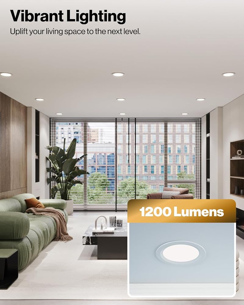 Sunco 6 Inch Slim Recessed LED Downlight with Night Light - 5CCT, 12 Pack, Plug-in Junction Box