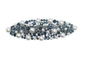 Faship Navy Blue Rhinestone Pearl Floral Barrette - Bridal Hair Clip, 3.75"