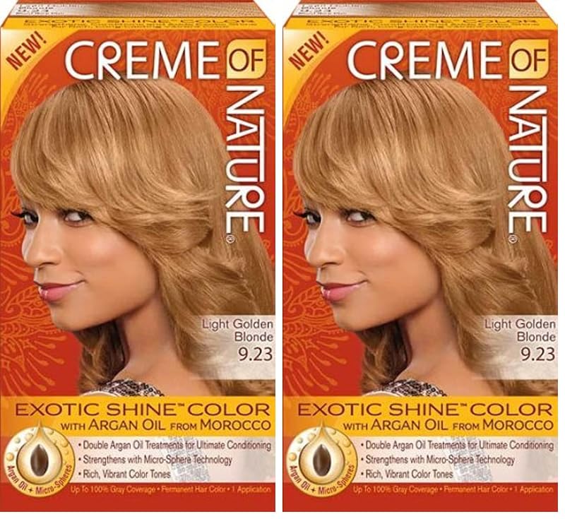 Creme of Nature Exotic Shine Hair Color 9.23 Light Golden Brown - Pack of 2 (Variation: 9.23 Light Golden Blonde +1 Count)