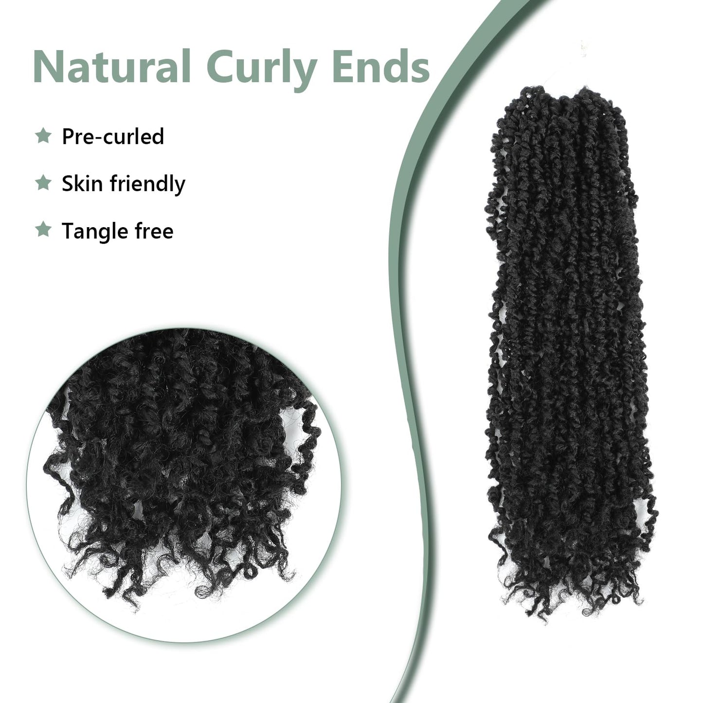 Yanky Twist Crochet Hair 12 Inch Crochet Yanky Twist Hair 8 Packs Spring Mini Twist Crochet Hair Extensions 1B Bohemian Passion Twist Hair for Black Women