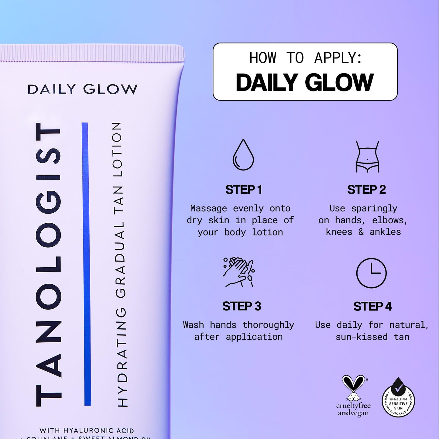 Tanologist Hydrating Daily Glow Body Lotion- Medium/Dark, Gradual Tanning Lotion, No Fake Tan Smell, Streak-Free & Natural Looking Self Tanner, Moisturizing, Vegan, 8.45 fl. oz/250 ml Tube