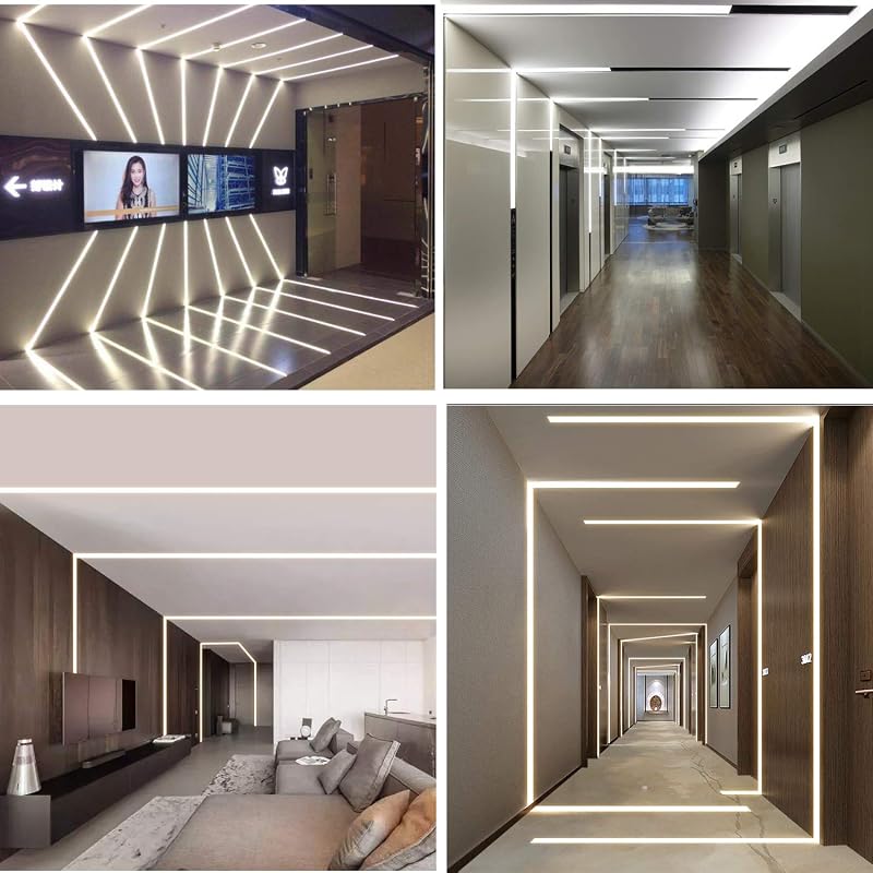 Plaster-in LED Aluminum Channel 6 Pack 2M Each - Diffuser Covers Included, Recessed Drywall