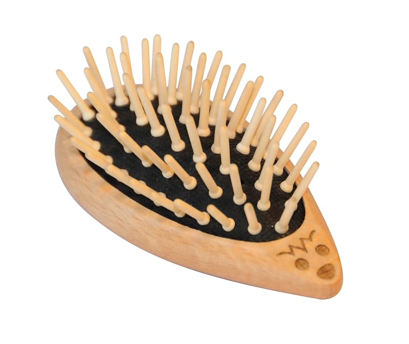 Hedgehog Hairbrush with Hornbeam Pins in Beechwood – 3.9 in