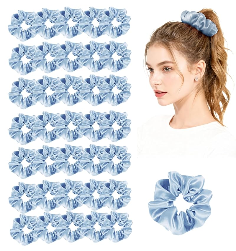 36 Pack Satin Hair Scrunchies for Women - Non Slip Silk Hair Ties, Ponytail Holders, 36pcs, Sandalwood Variation