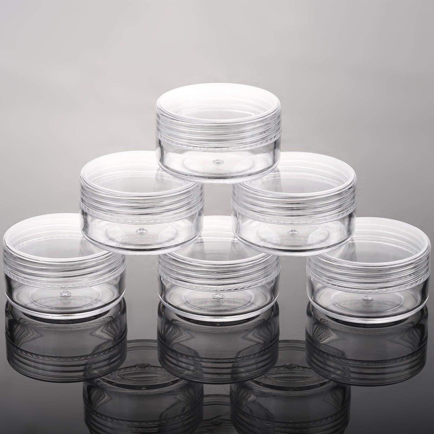 100 Count 10g Sample Jars with Lids Makeup Jars Plastic Lip Scrub Containers TSA Approved Cosmetic Containers for Traveling - Clear