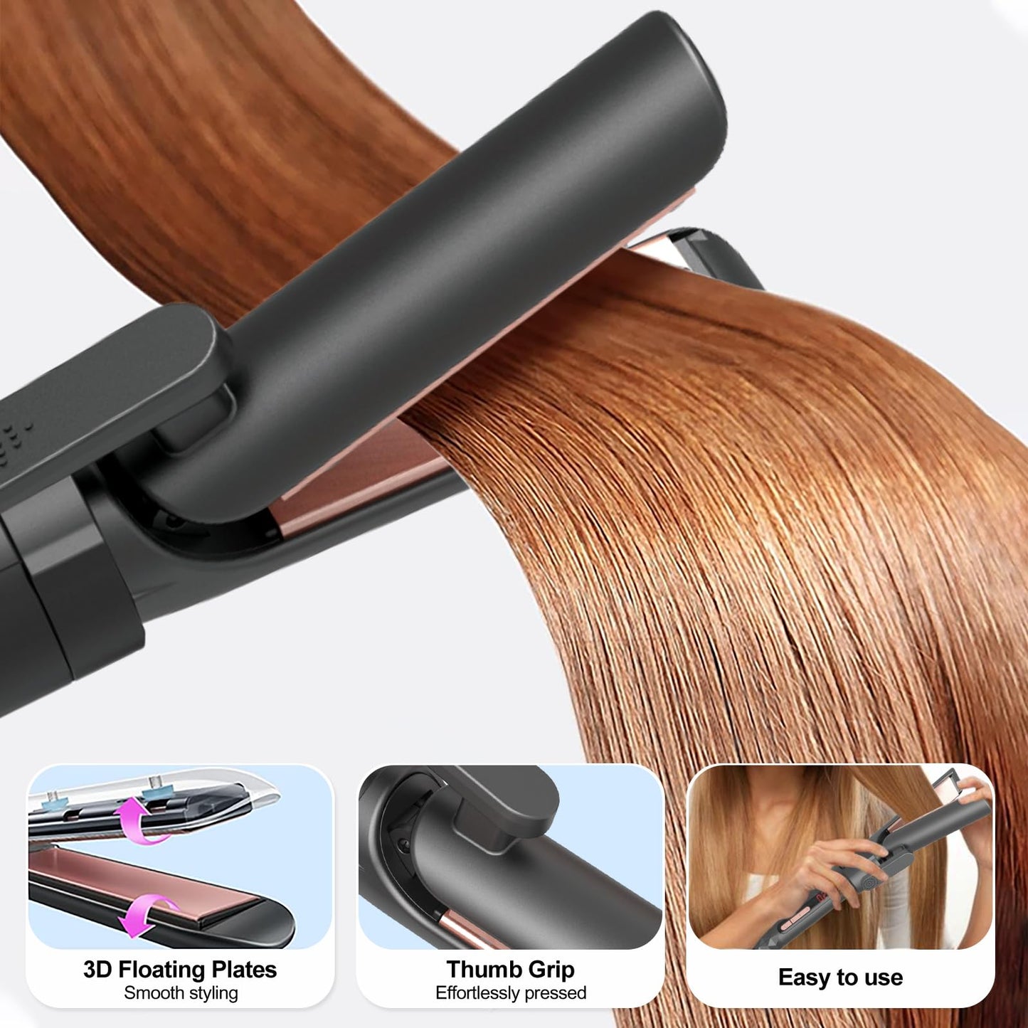 4 in1 Wand Curling Iron,Curling Wand for Long Hair,Hair Curling Iron with Straightener and Curler Fuction,Curling Iron Set with Heat Resistant Mat Glove