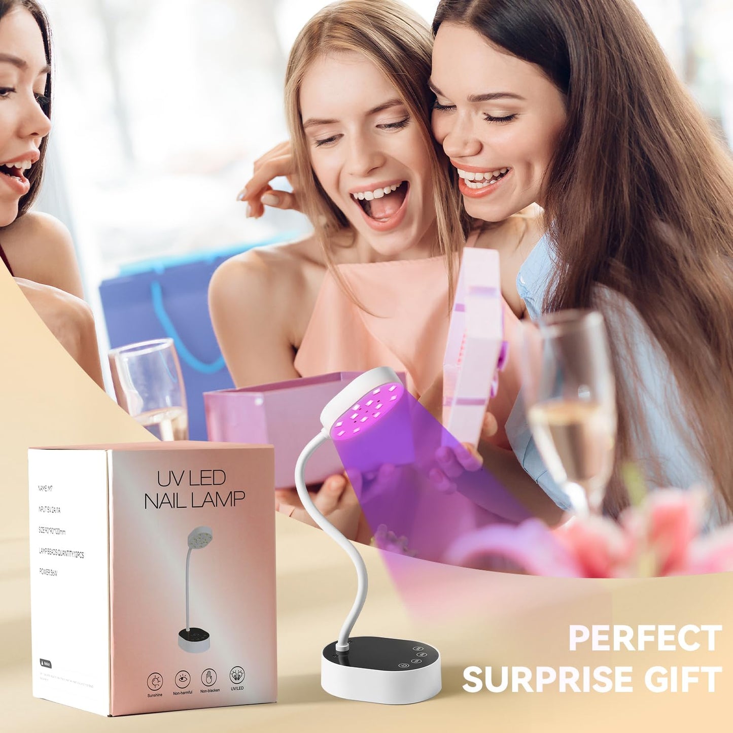 AORAEM UV Nail Lamp, Gooseneck Mini U V Light for Gel Nails, 36W Rechargeable LED Flash Cure Lamps with 4 Timers & Auto Sensor, Quick Dry Professional Nail Dryer for Salon Home DIY Use, White