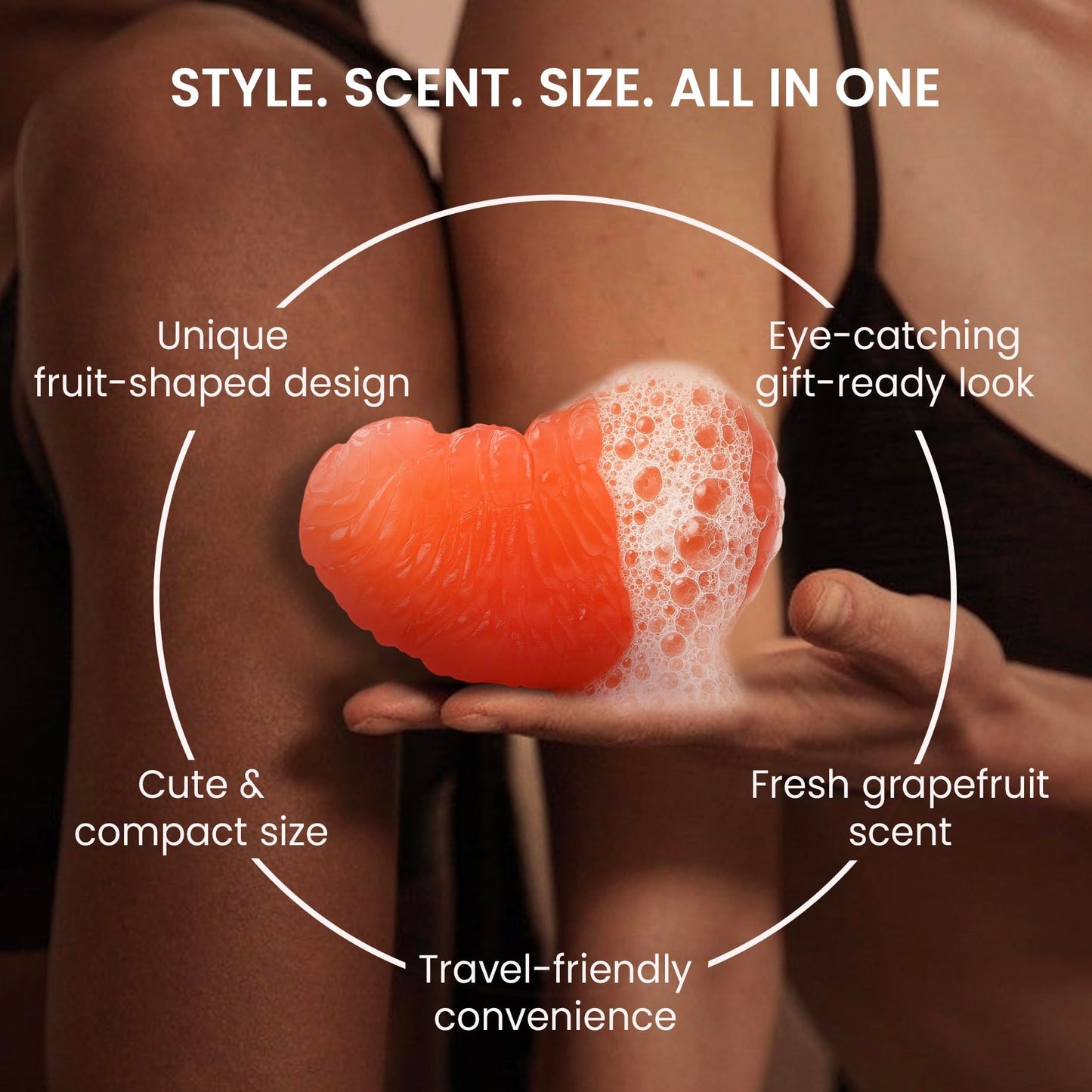 ABERA Grapefruit Soap Bar – Fruit-Shaped Decorative Soap for Bathroom Décor or Spa Vibes – Citrus Scent Moisturizing Vegan Body Cleanser, Unique Hand Soap Gift Set, 2 Pack (4.6 oz Total)