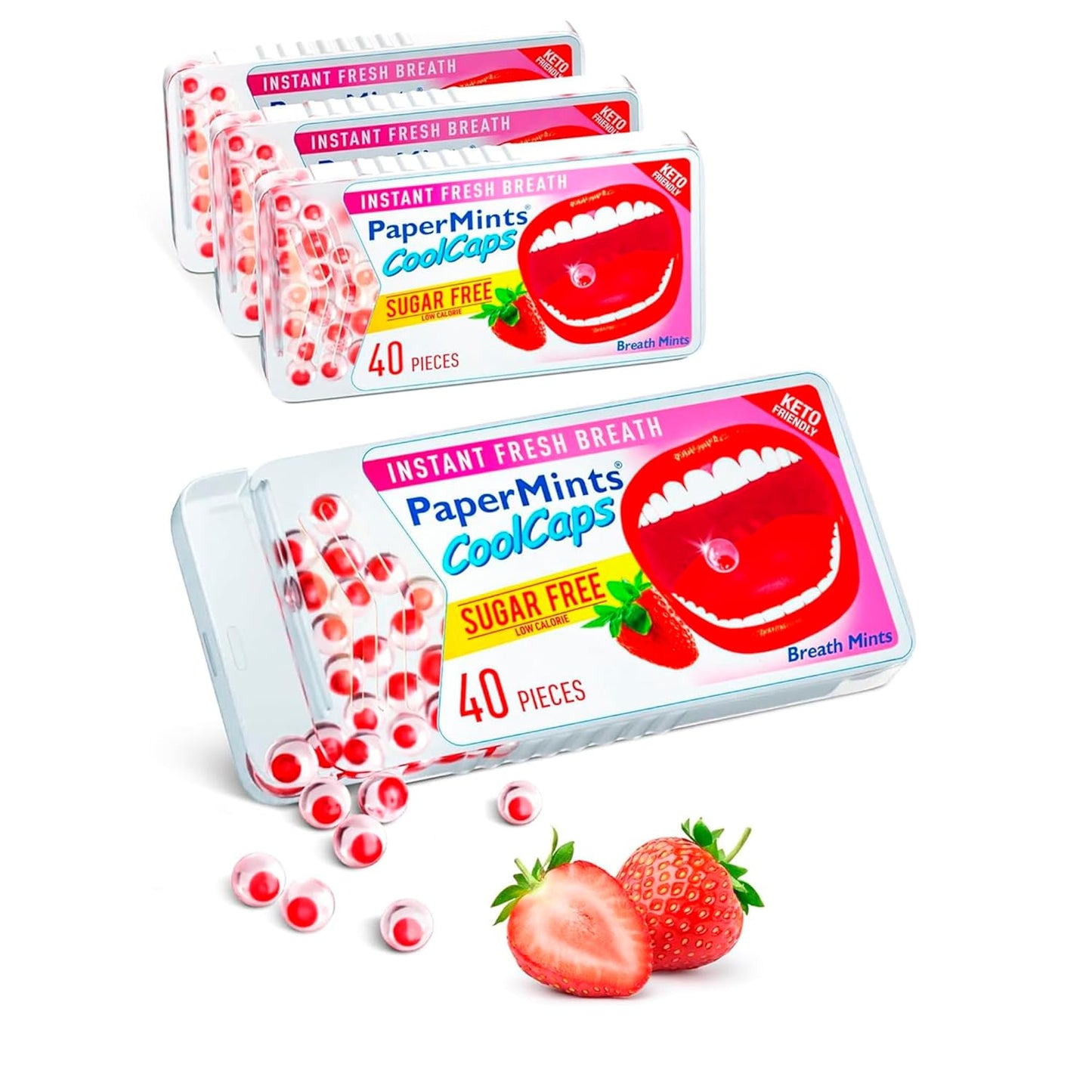 PaperMints CoolCaps - Sugar-Free Instant Fresh Breath Mints, 4 Pack (160 Capsules) for Halitosis & Dry Mouth Relief