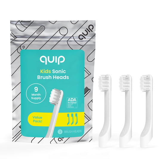 quip Sonic Toothbrush Replacement Heads for Kids - 3 Pack - Verified quip Small Brush Head Refills for Electric Toothbrushes - Soft Bristles, Compact & Flexible - Last 3 Months Each