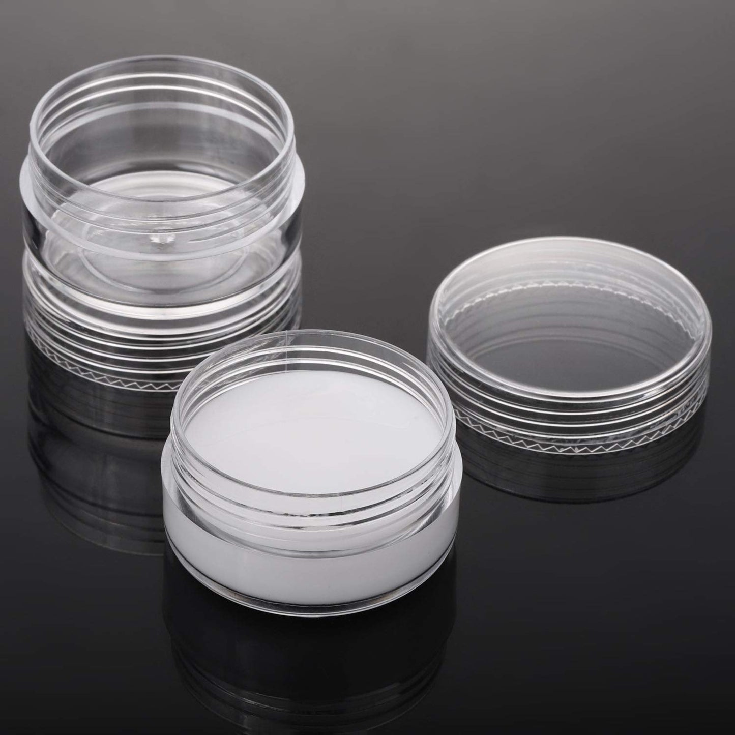 100 Count 10g Sample Jars with Lids Makeup Jars Plastic Lip Scrub Containers TSA Approved Cosmetic Containers for Traveling - Clear