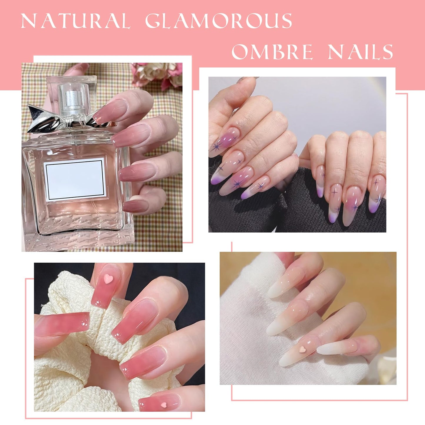 U-Shinein Gradient Painting Gel, 9 Colors Ombre Gel Nail Polish with 9Pcs Large Nail Sponges Sponging for Ombre Nails Aura Nails French Manicure Soak Off UV E