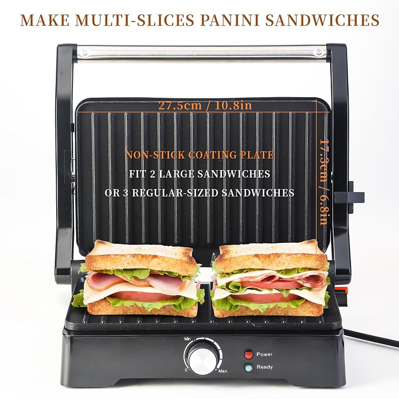 Variation of THIS listing Large Panini Press Grill 3 in 1 Open 180° 2-3 Sandwiches UVFAST