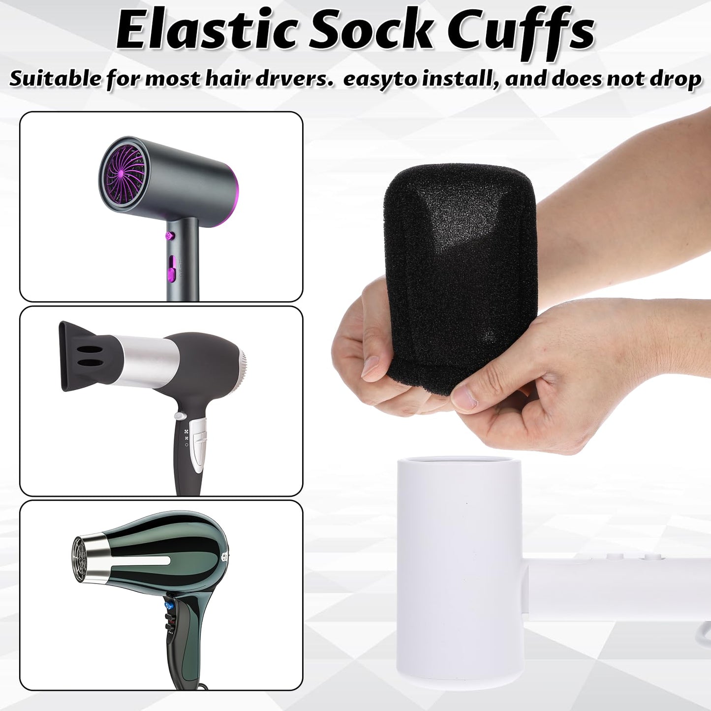 BOHUIZ 2Pcs Hair Dryer Sock Diffuser Cover, Universal Sponge Hair Dryer Diffuser Cover Hair Dryer Attachment Portable Soft Curly Hair Diffuser Cap for Home Travel Hotel Hairstyling Accessories