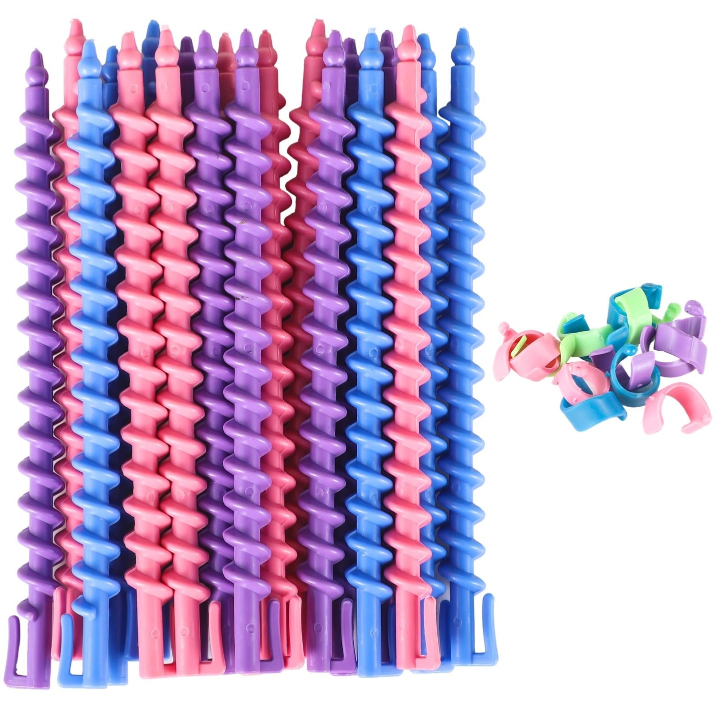 100 Pcs Spiral Perm Rods, Heatless Hair Curl Rods, Perm Wave Curlers Kit for Long Hair, Plastic Material, Styling Curling Rods for Custom Hairstyles, Random Colors