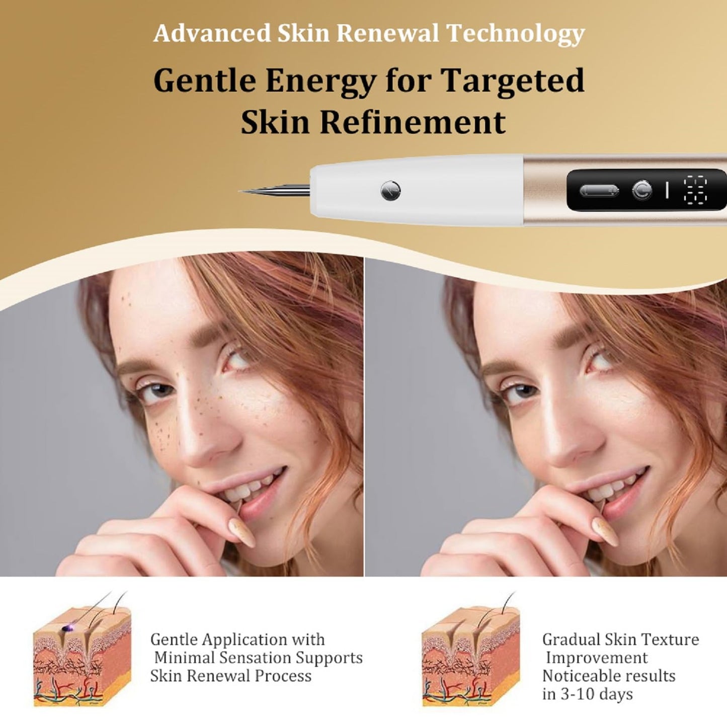 Gentle Skin Surface Maintenance Tool for Daily Skin Care, Suitable for Adults (Gold and White)