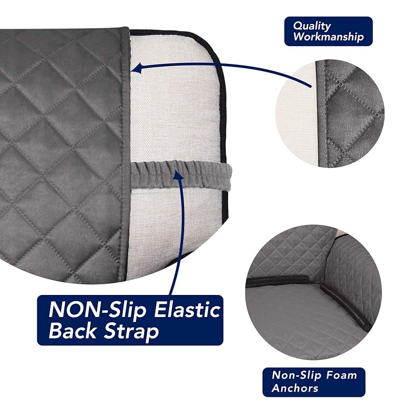 PureFit Reversible Quilted Couch Cover for Dogs 88" 4 Seater Gray/Light Gray