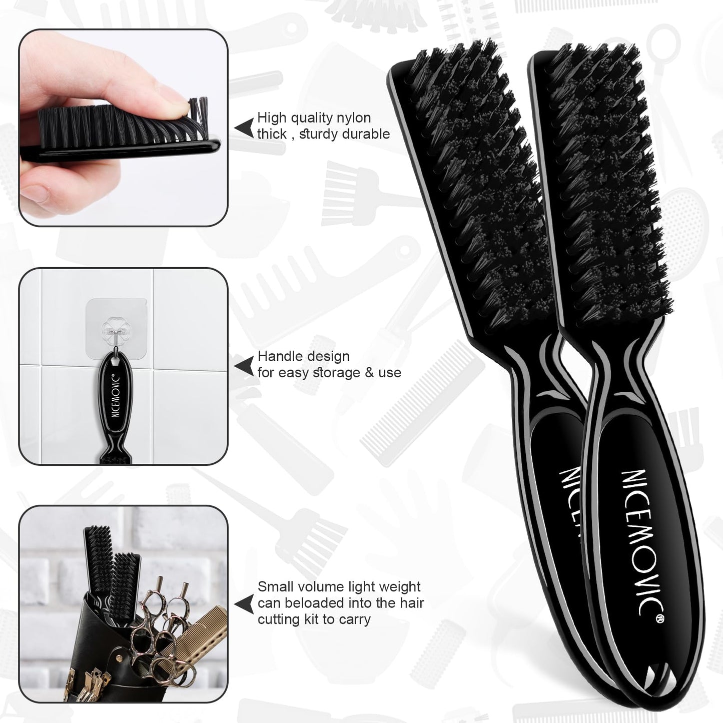 NICEMOVIC Hair Cutting Barber Cape for Men Women Kids with Neck Duster Brush and Barber Brush, Professional Barber Accessories Cleaning Supplies for Salon Haircut Styling (Black Stripe)