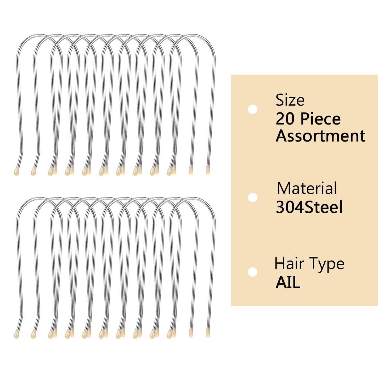 Oruola 20pcs Hot Roller Pins,1 In Hot Roller Clips for Electric Rollers,Clips for Hot Rollers Replacements, Hot Roller Pins for Electric Rollers Travel, U-Shape Hot Curler Clips,Yellow