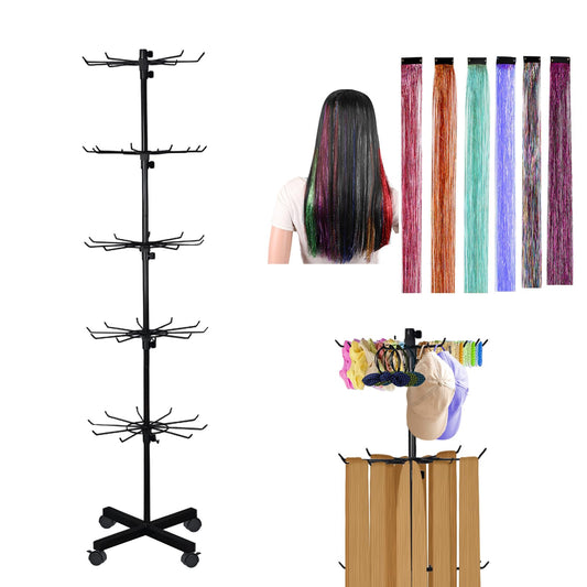 CMXZSAM Braiding Hair Rack with 6 Colors Hair Tinsel Kit, 5 Tier Portable Braiding Rack Stand for Hair, Height Adjustable Hair Extension Holder for Hair Stylists, Home, Salon