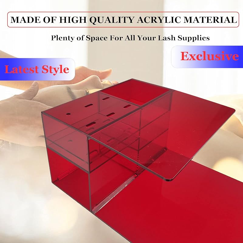Lash Pillow Shelf Organizer - Red Acrylic Eyelash Extension Display Shelf Stand