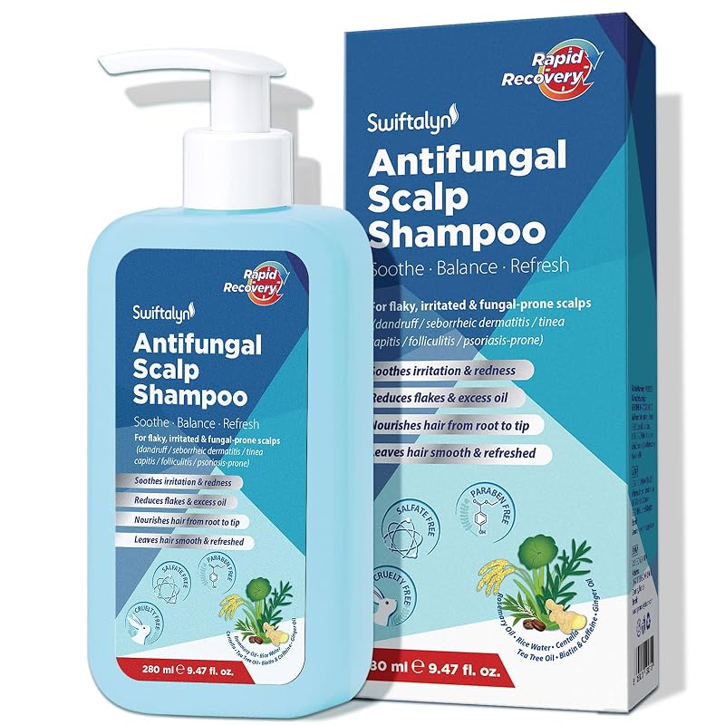 Herbal Fresh Antifungal Shampoo for Dandruff, Seborrheic Dermatitis & Folliculitis – Sulfate-Free Formula
