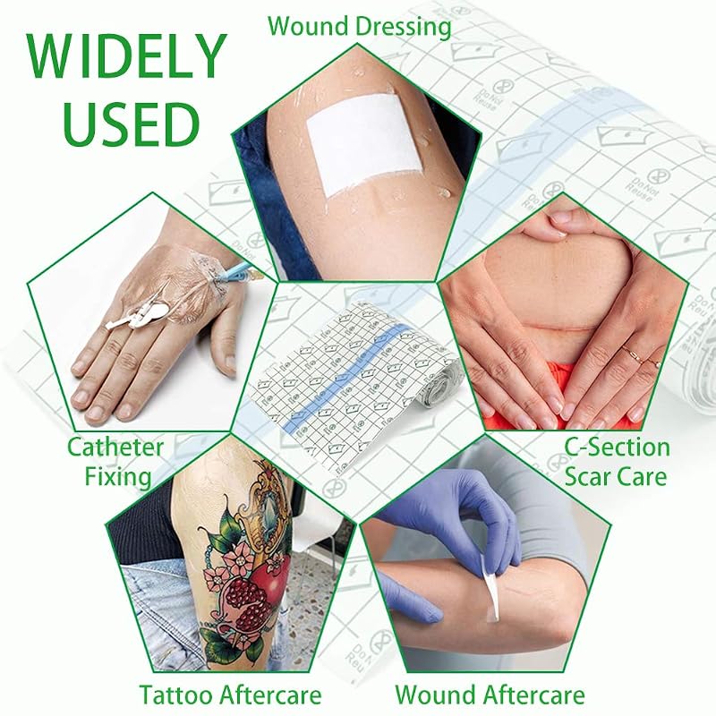 Tattoo Aftercare Bandage Roll 8" x 288" Waterproof Film - Transparent 3-Layer, Easy Cut