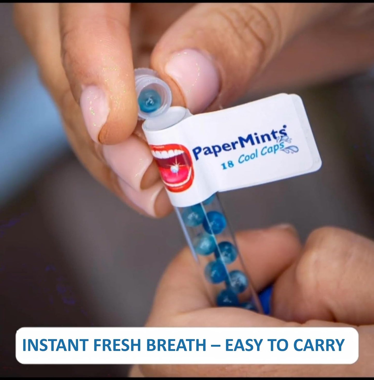 PaperMints CoolCaps - Sugar-Free Instant Fresh Breath Mints, 4 Pack (160 Capsules) for Halitosis & Dry Mouth Relief