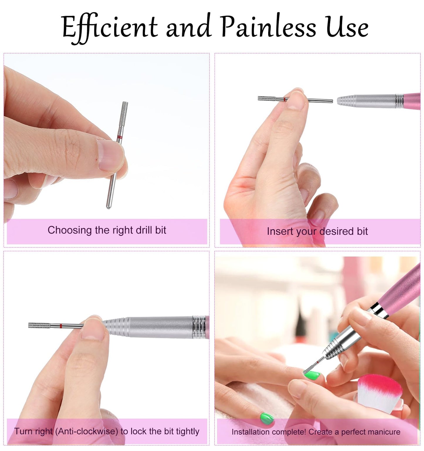 10Pcs Cuticle Clean Nail Drill Bit, Barrel Shape for Electric File Professional Manicure Pedicure and Foot Care