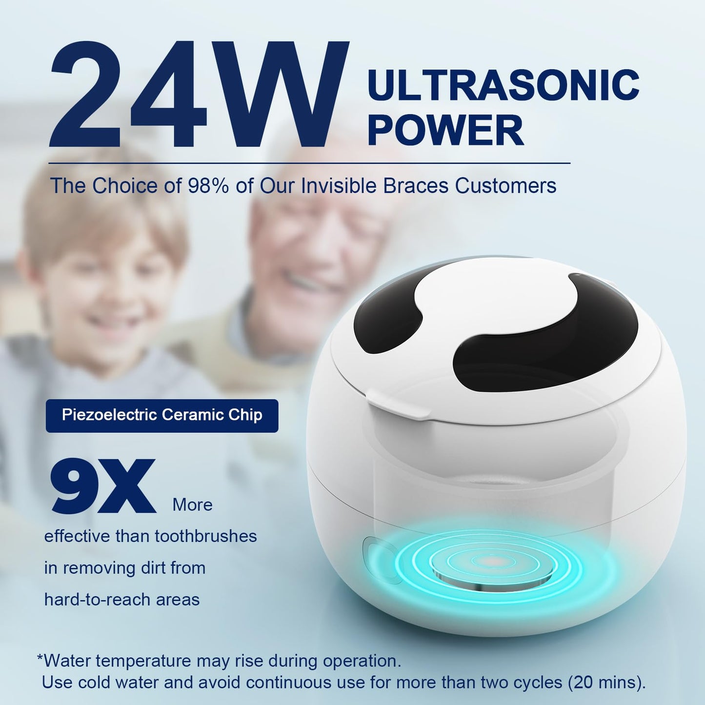 2025 Ultrasonic Retainer Cleaner Machine – 45kHz Retainer Cleaner for Night Guards, Mouth Guards, Dentures – 24W Dental Ultrasonic Cleaner with 4 Modes, 200ML – Great Gift for Braces Users