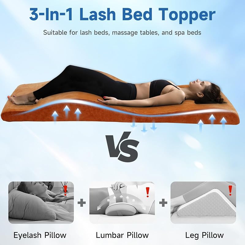 Curved Lash Bed Topper 70in x 27.6in - High-Density Foam, Non-Slip Velvet Mattress Pad (Variation: Coffee)