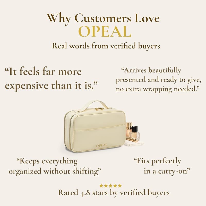 2-in-1 Travel Makeup & Toiletry Organizer with Clear TSA Window - Vegan Leather, Repositionable Compartments, Gift Box - Carry-On Friendly – Cream Beige