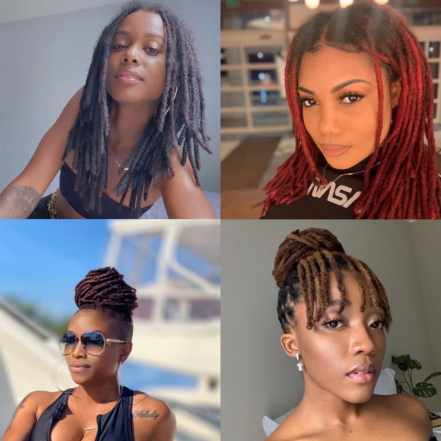 100% Real Human Hair Dreadlock Extensions, ADIASAI 0.4cm Thickness 10 Inch 10 Strands Can Be Dyed and Bleached Full Hand-made Loc Extensions for Men Women Kids 100% Unprocessed Natural Black