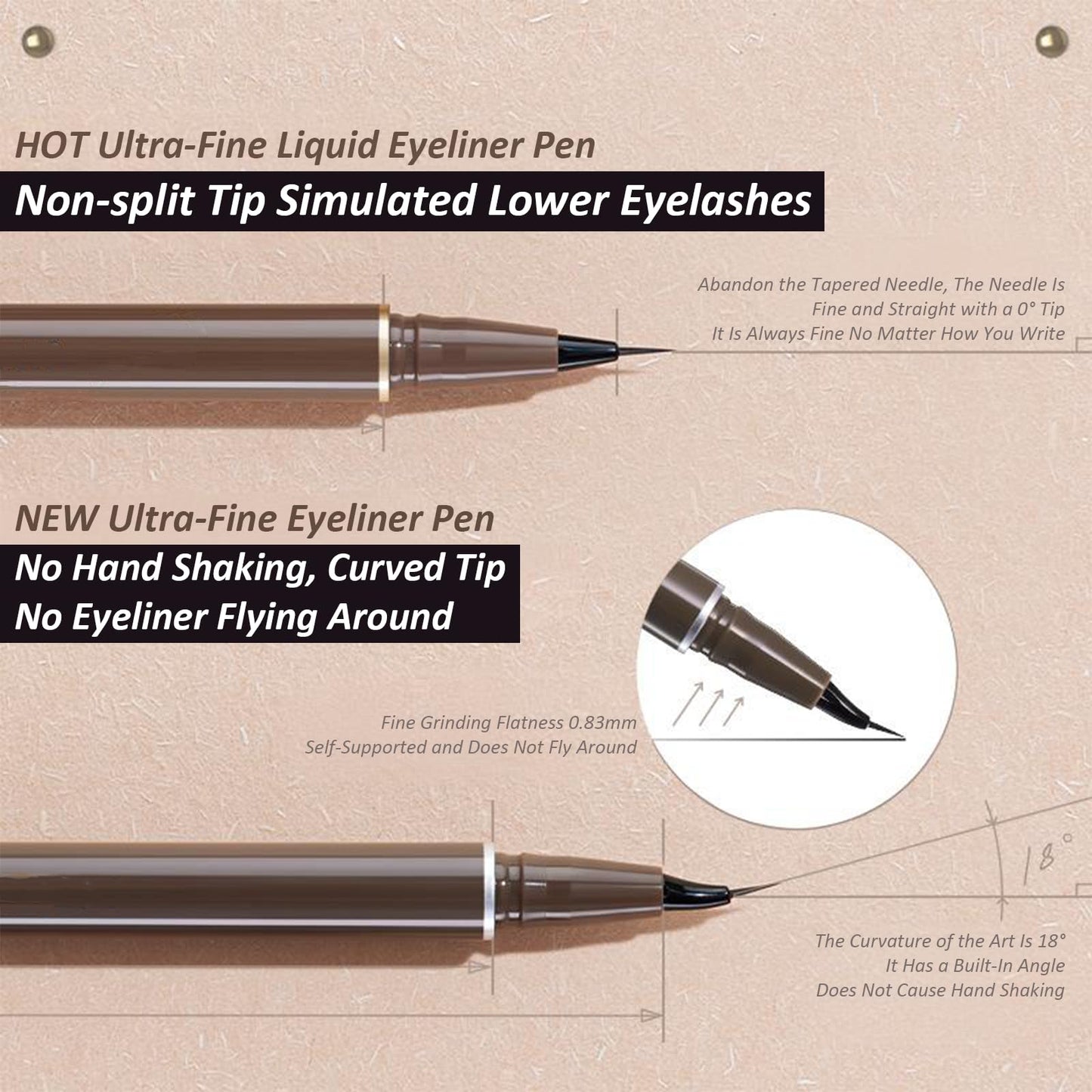 Ultra Fine Liquid Eyeliner - 0.014mm Precision Tip for Flawless Application, Waterproof Liquid Liner - Smudge Proof Long Lasting (Fine carving pen 0.014mm #01 black HOT)