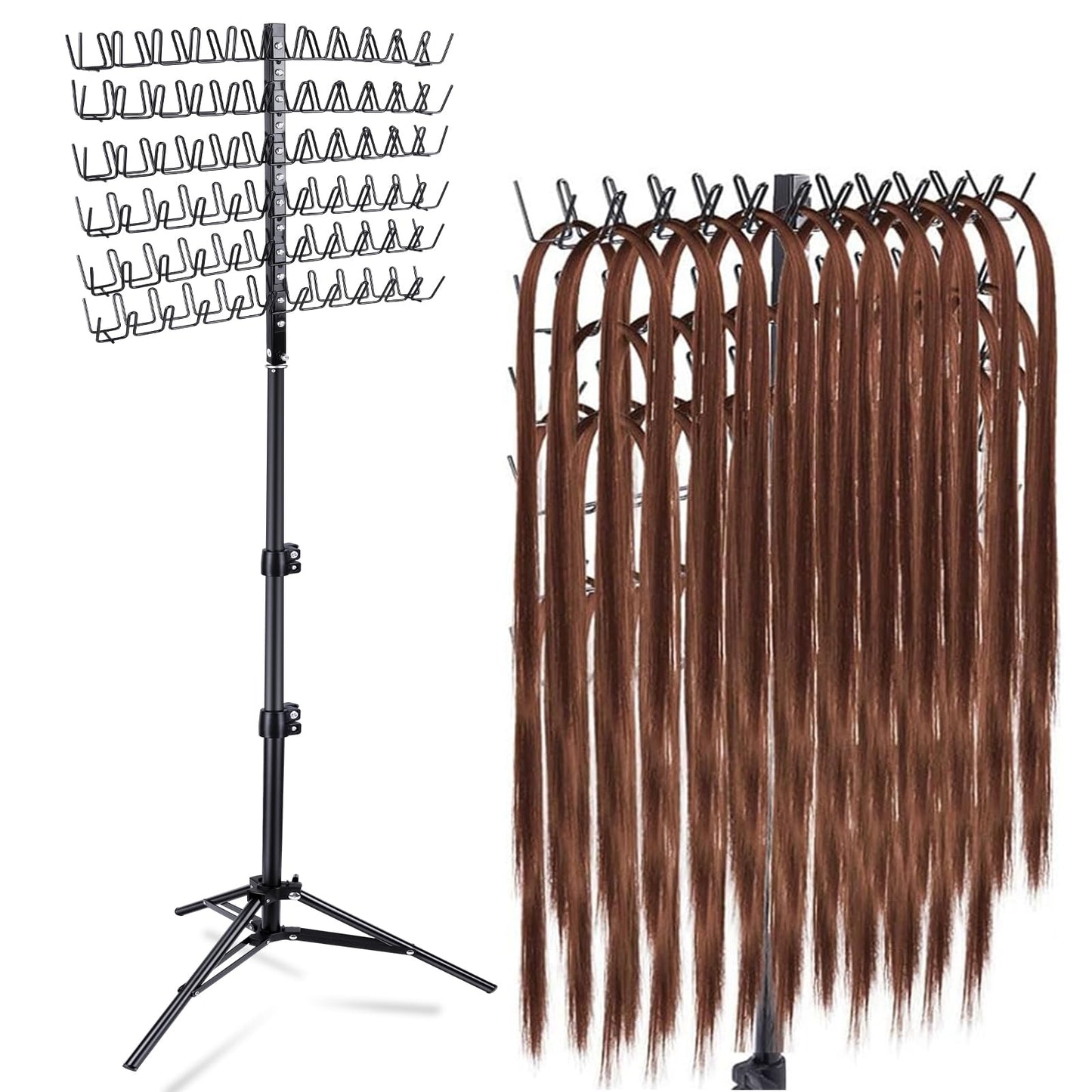 IDM-UTSL Braiding Hair Rack, 144 Pegs, Three Heights Adjustable Braiding Rack Stand for Hair, Large Tripod Stand, Not Shake