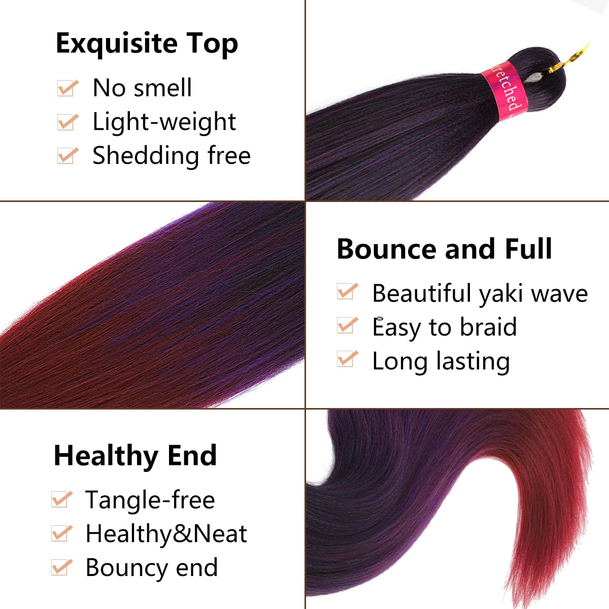 FAYETA Ombre Pre Stretched Braiding Hair, 28''-8 packs Silky Color Blend Braid Hair Extensions, 100% Synthetic Crochet Hair Braids