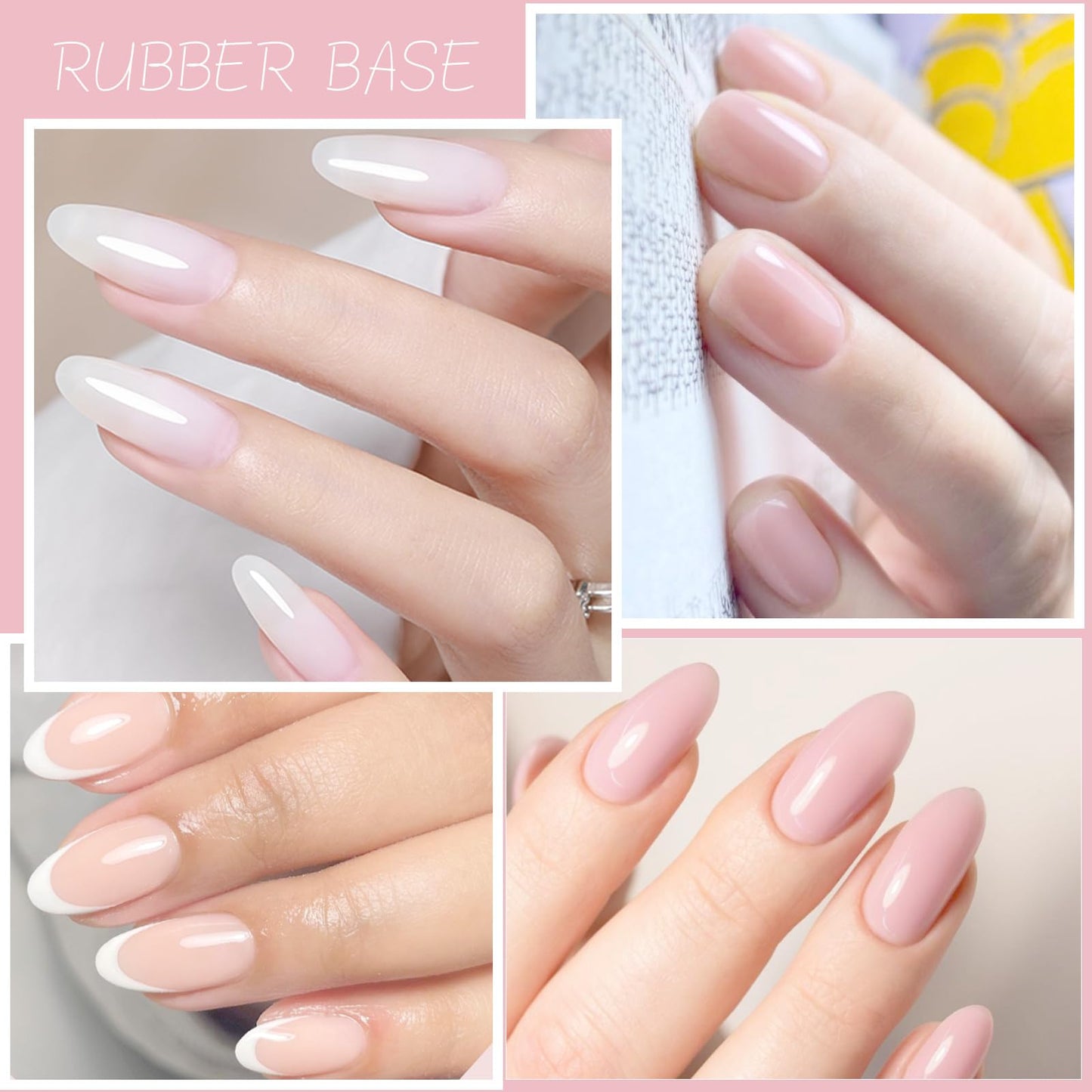 VENALISA Rubber Base Gel Nail Polish Set of 6 Colors Clear Sheer Nude Pink Rubber Base Coat Jelly Neutral Skin Tone Transparent Soak Off UV Gel Salon Nail Art DIY at Home Manicure