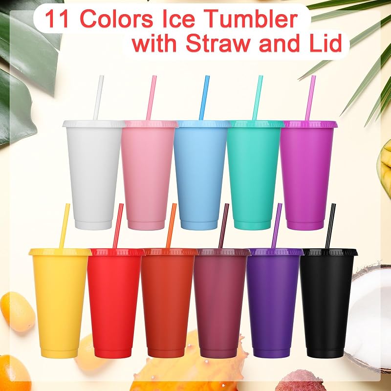Variation of THIS listing: Classic Color 100 Pack Plastic Cups with Lids & Straws - 24-27 oz