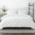 Queen/Full 3-Piece Pinch Pleated Duvet Cover Set - 100% Egyptian Cotton 600TC in White (No Comforter) - Zipper Closure & 7 Internal Ties