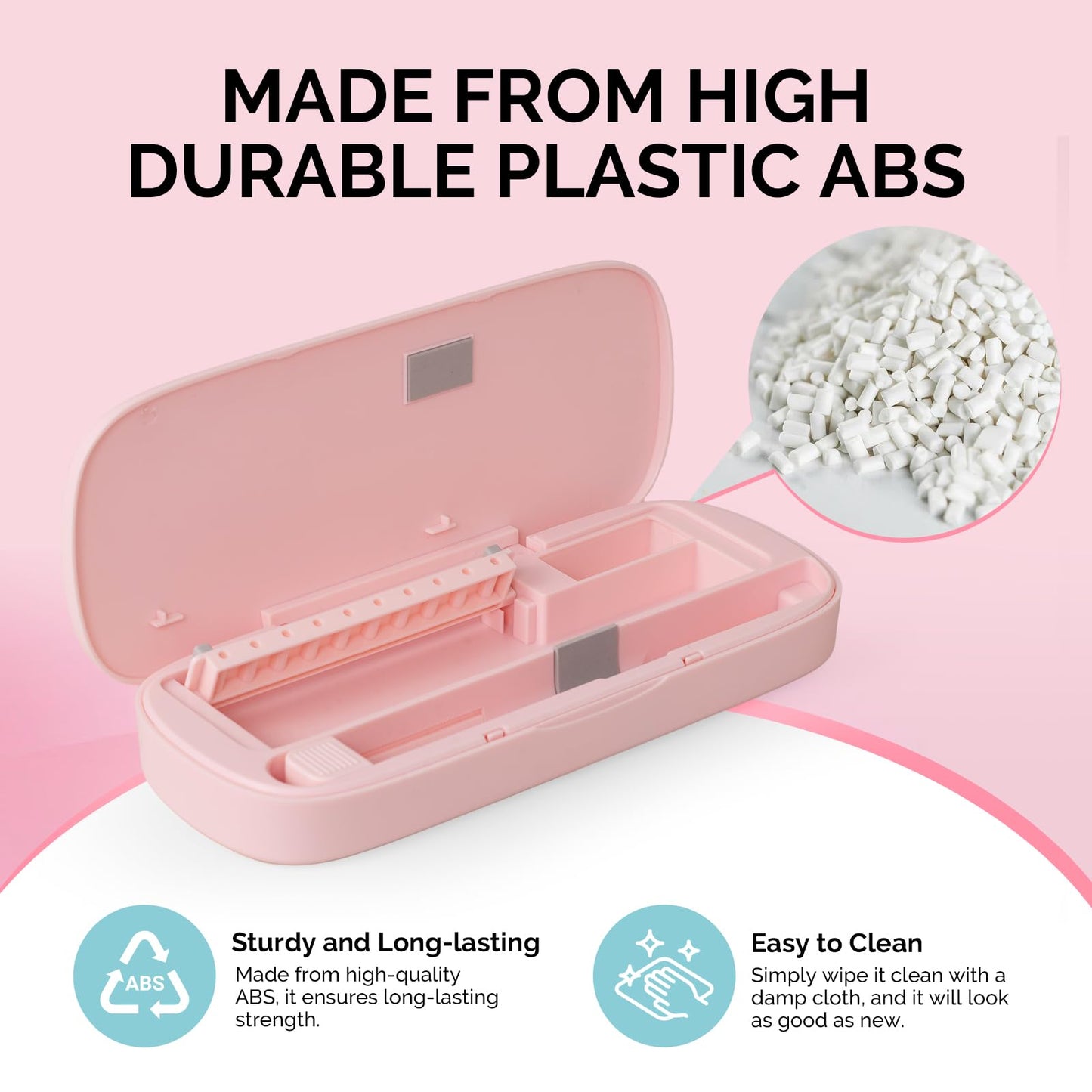 [2025 Upgraded]MelodySusie Acrylic Nail Tool Storage Box,Portable Dustproof Stand Displayer Holder Organizer Container Manicure Efile Accessories Nail Drill Kit Case,Travel Salon Home,Pink(Only Box)