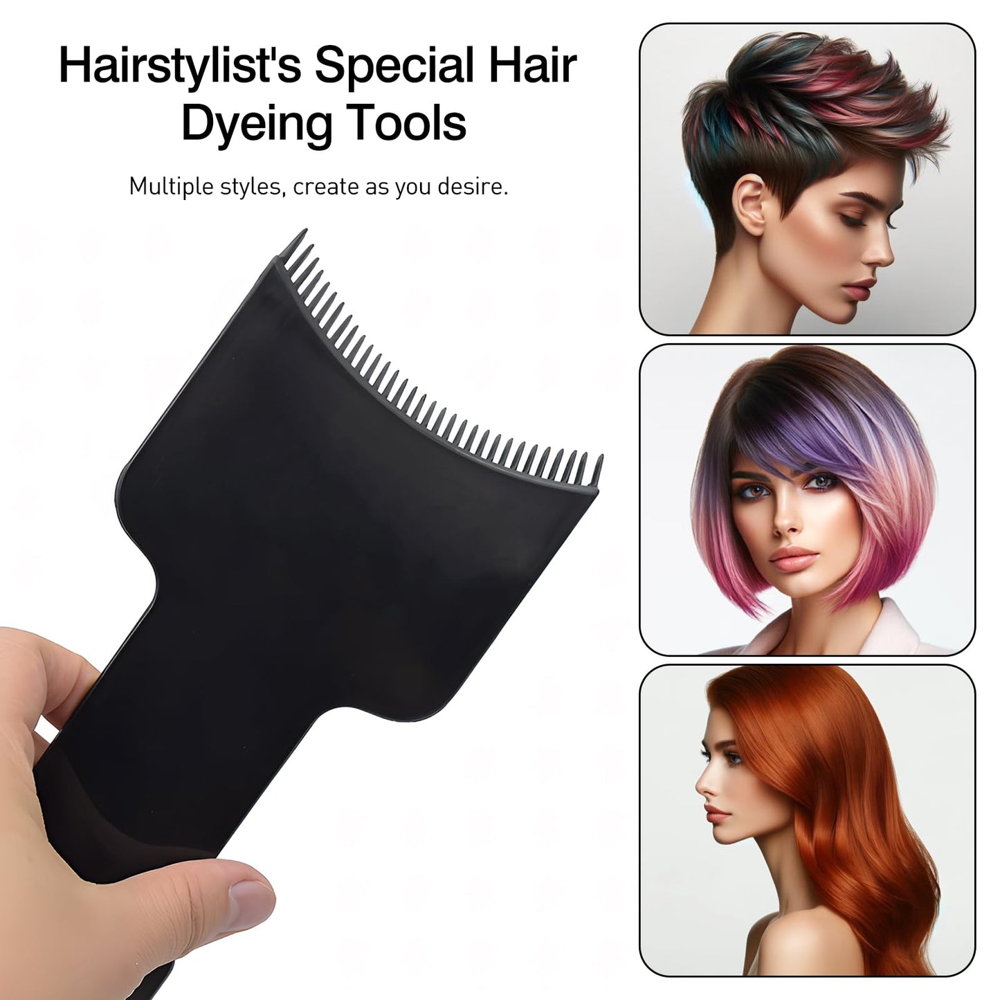 Jaasuee 4-Piece Balayage Highlighting Kit - Black Nylon Combs & Brush for Salon & Home Use