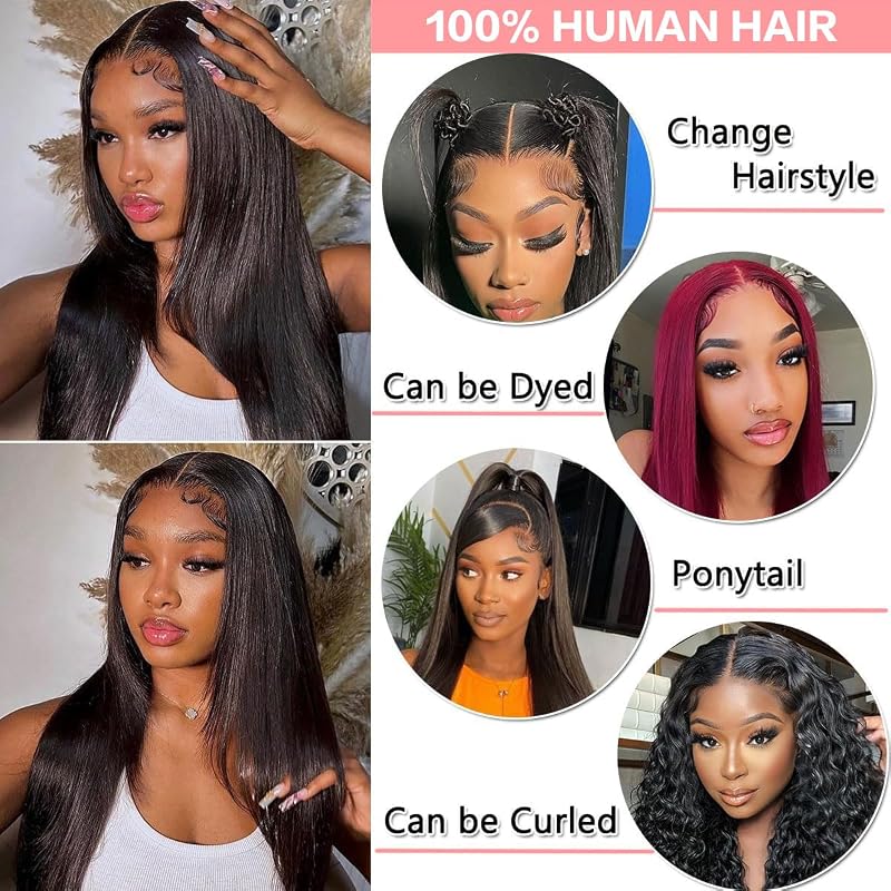 Natural Color 18in Glueless 13x6 Lace Frontal Wig, 180% Density, Pre-Plucked, With Drawstring - Miniask